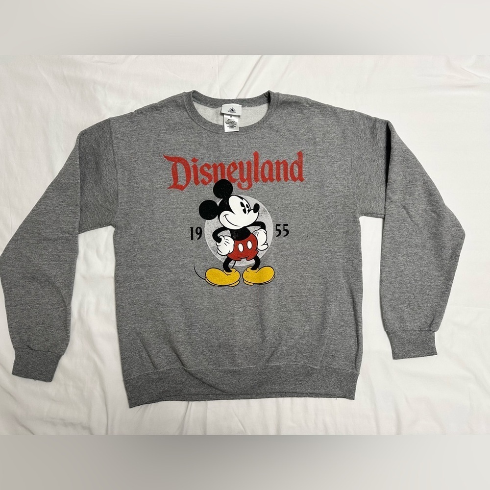 Disneyland Mickey Mouse Pullover Jumper Crewneck Sweatshirt Grey Size Medium